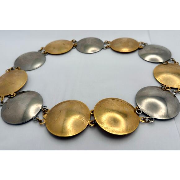 Vintage 1970s GIVENCHY Two-Tone Metal Disc Link Belt Statement Runway Piece - Picture 2 of 8